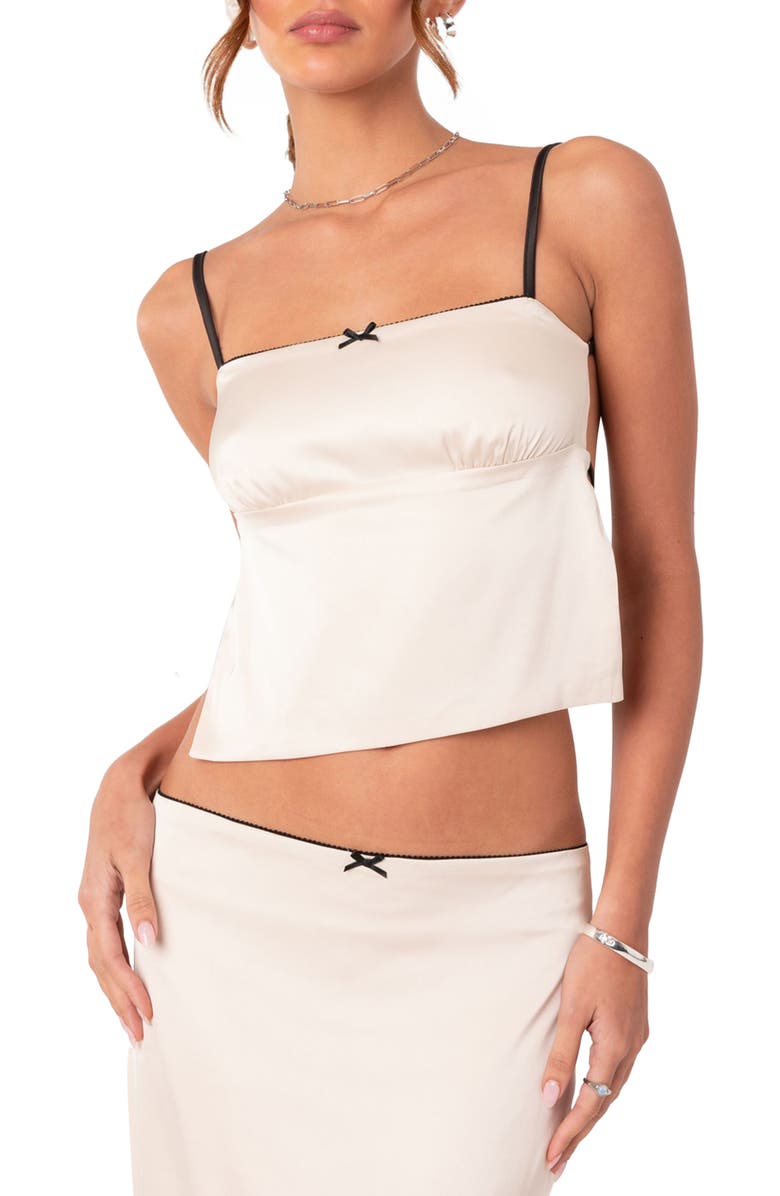 EDIKTED Open Back Satin Camisole, Main, color, 