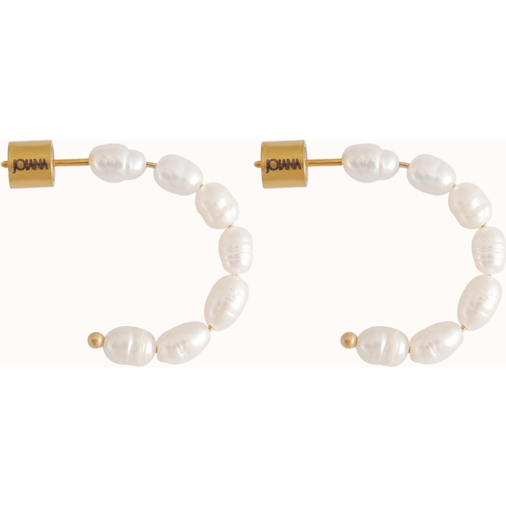 Joiana Jewelry Pearl Hoop Earrings In Metallic