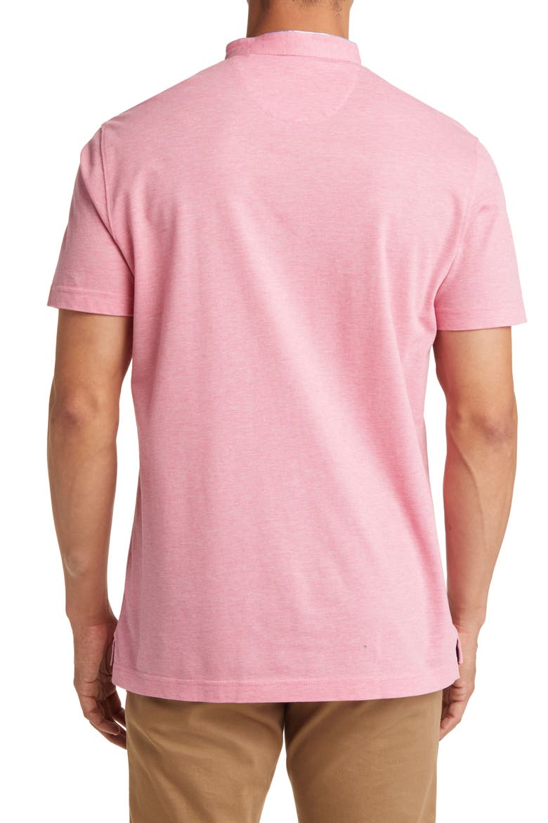 Trim Fit Band Collar Cotton Polo, Alternate, color, PINK