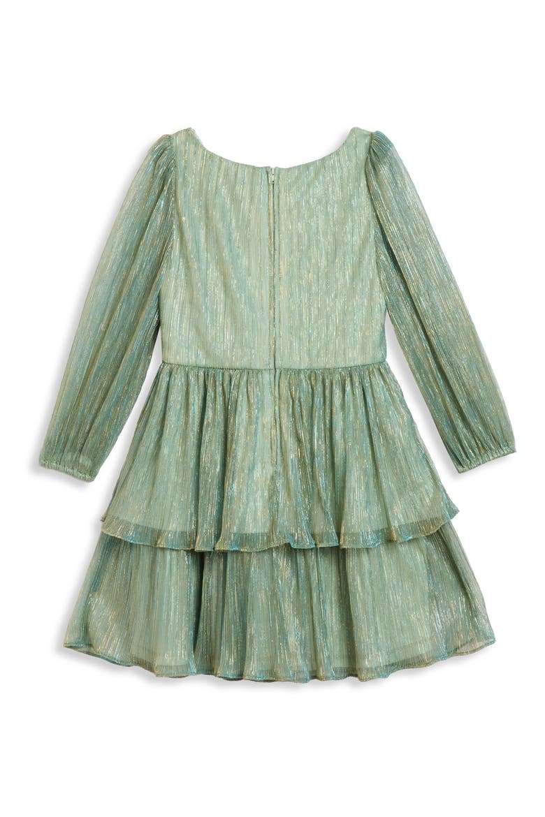 Kids' Amanda Shimmery Pleated Party Dress, Alternate, color, GREEN