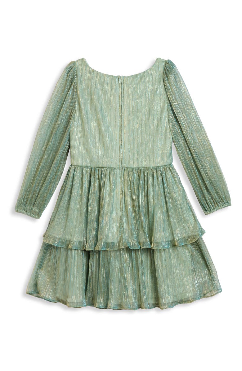 Pippa & Julie Kids' Amanda Shimmery Pleated Party Dress, Alternate, color, Green