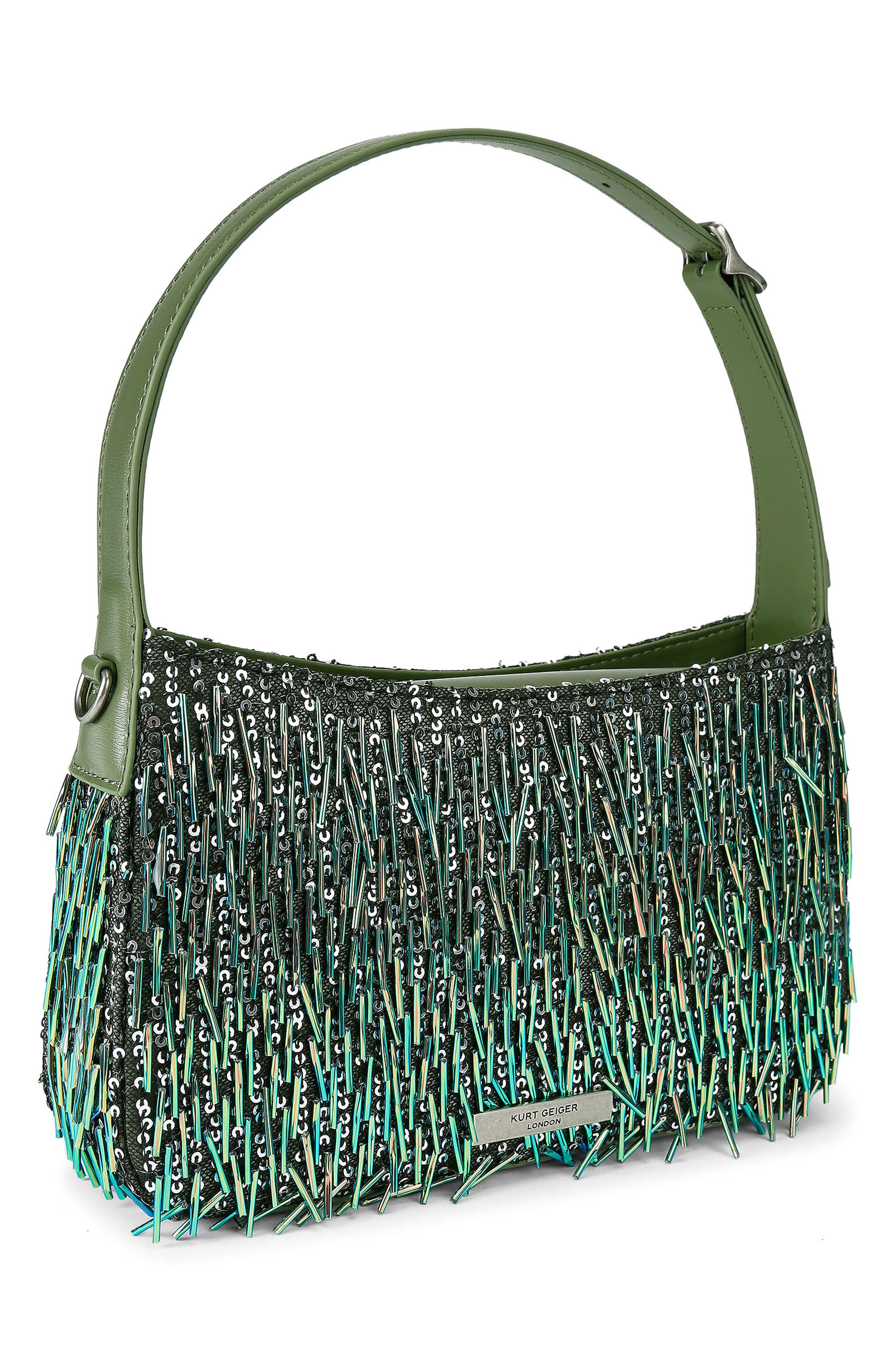 Kurt Geiger London Bong Shoulder Bag, Alternate, color, Dark Green