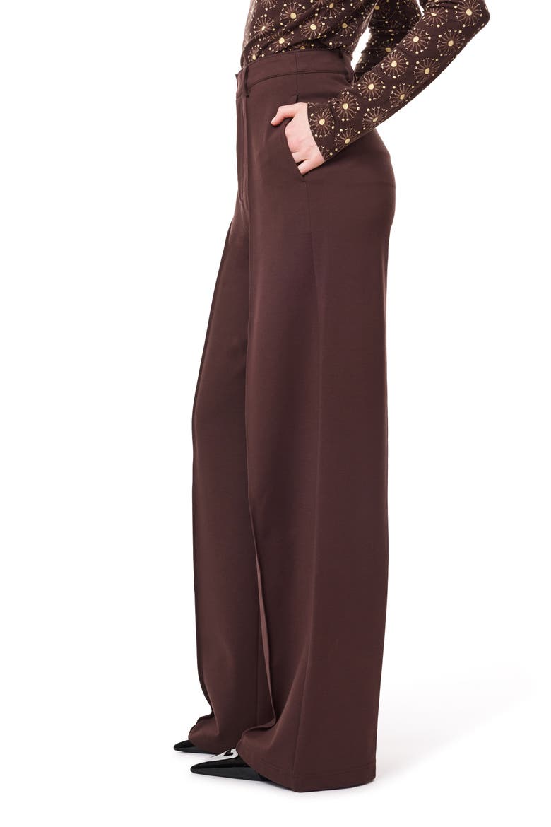Pintuck Wide Leg Pants, Alternate, color, SEAL BROWN