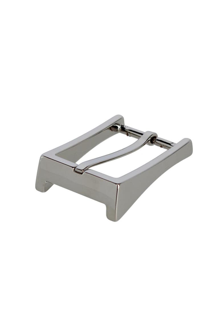 35mm Italian Classic Rectangular Sold Brass Harness Belt Buckle, Alternate, color, Shiny Nickel