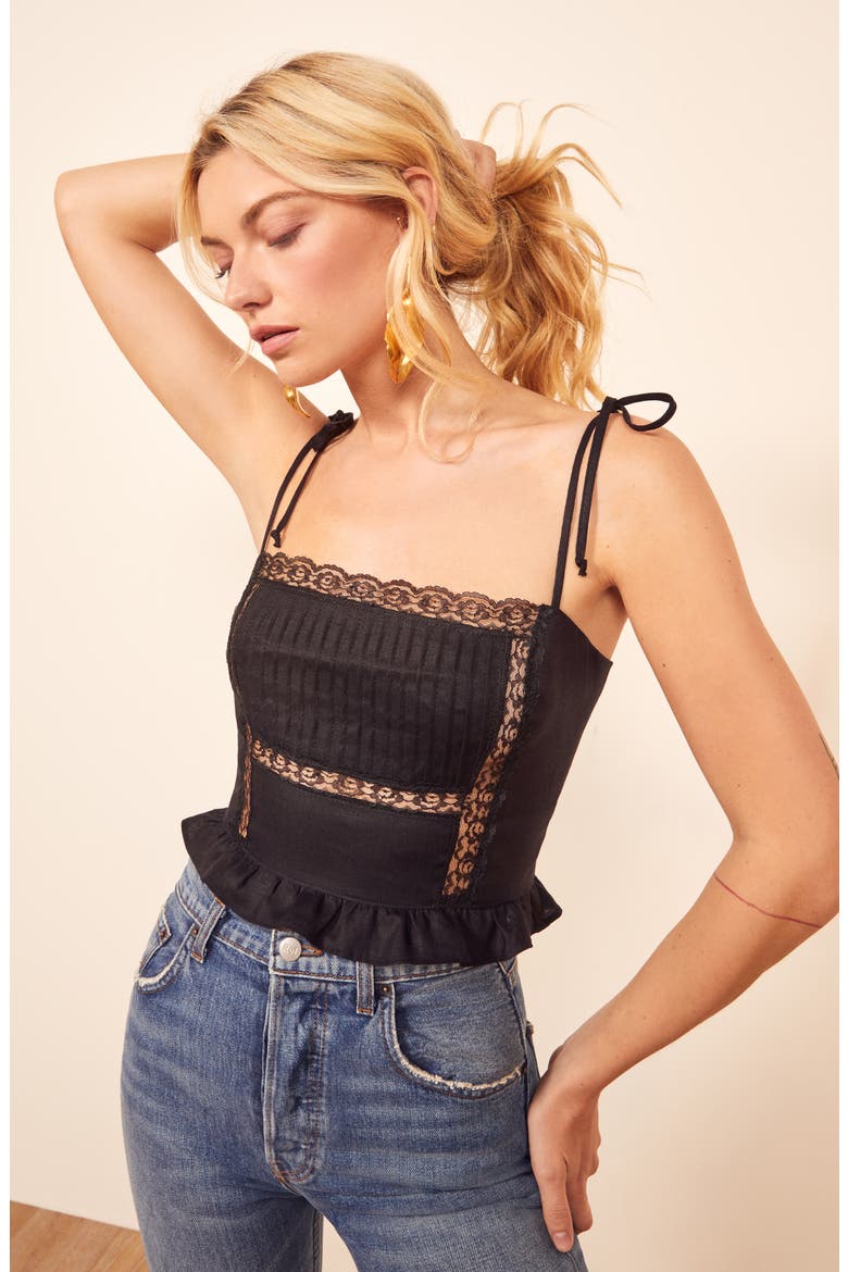 Mason Tie Strap Crop Tank Top, Alternate, color, BLACK