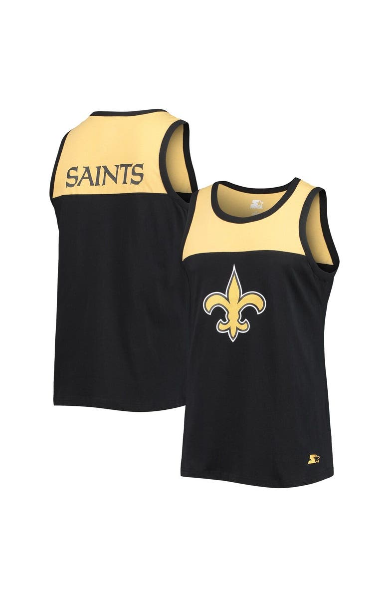 STARTER Men's Starter Black/Gold New Orleans Saints Team Touchdown Fashion Tank Top, Main, color, Black