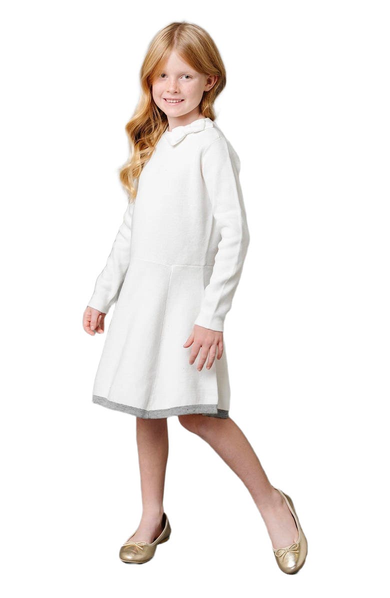 Hope & Henry Girls' Organic Mock Neck Bow Detail Sweater Dress, Kids, Alternate, color, 