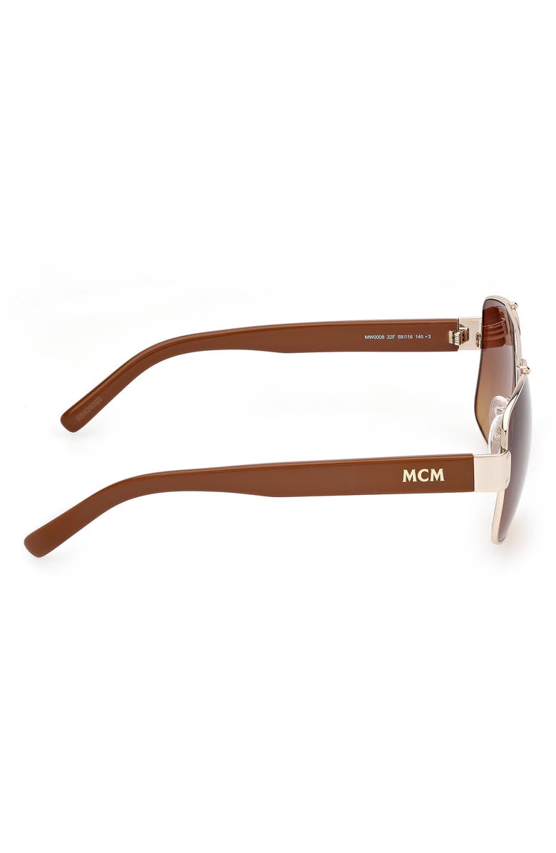 MCM 58mm Navigator Sunglasses, Alternate, color, Gold / Gradient Brown