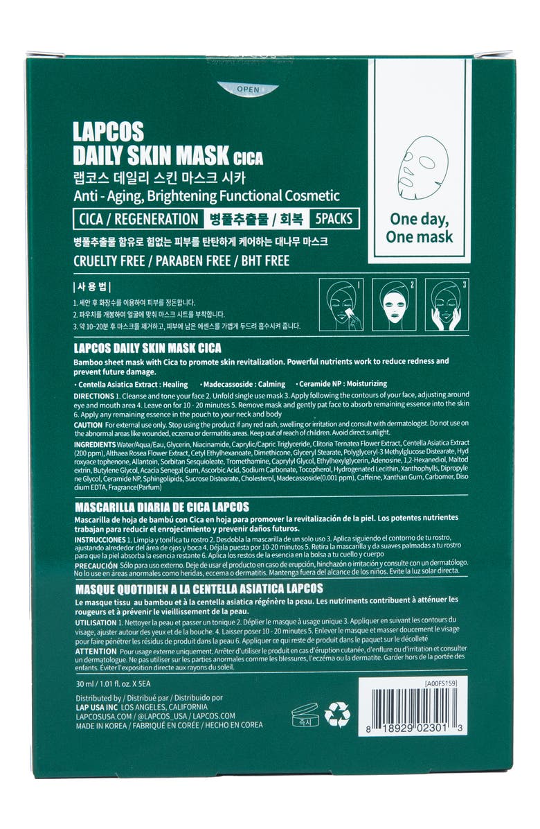 LAPCOS Cica Soothing Sheet Mask, Alternate, color, Green