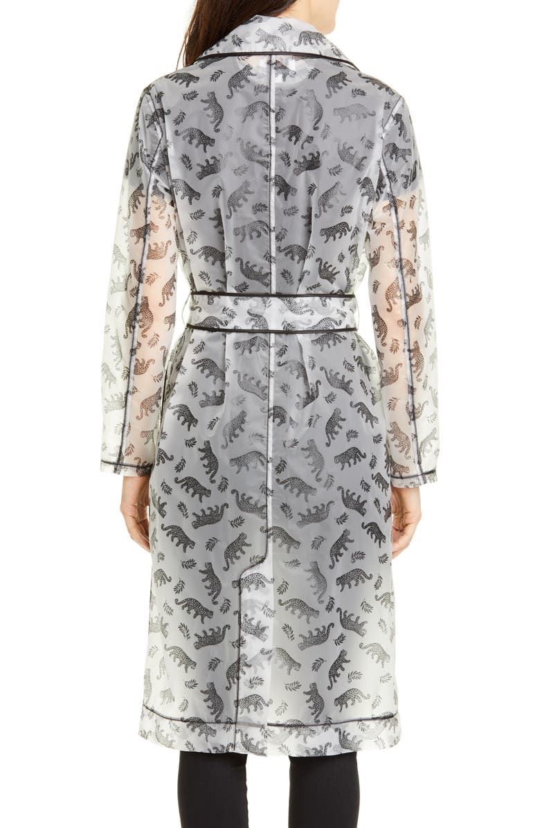 HVN Jen Cheetah Print Translucent Trench Raincoat, Alternate, color, 