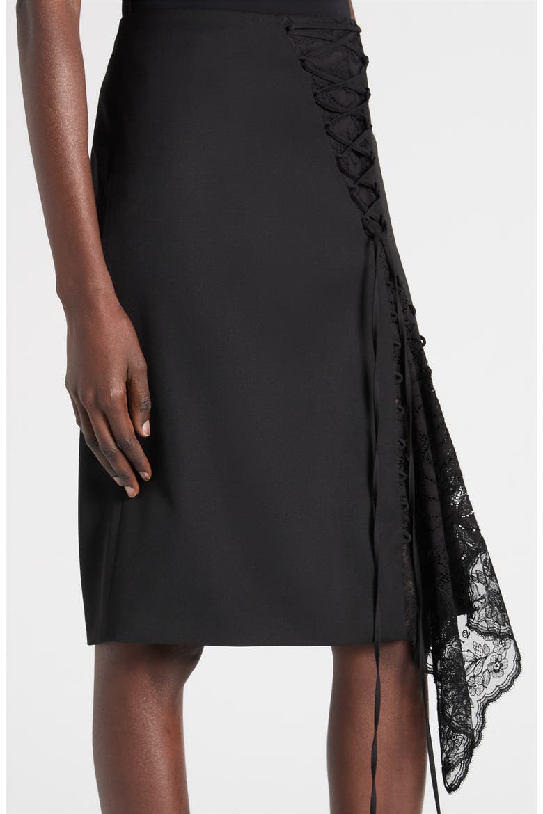 Lace Insert Wool Pencil Skirt, Alternate, color, BLACK