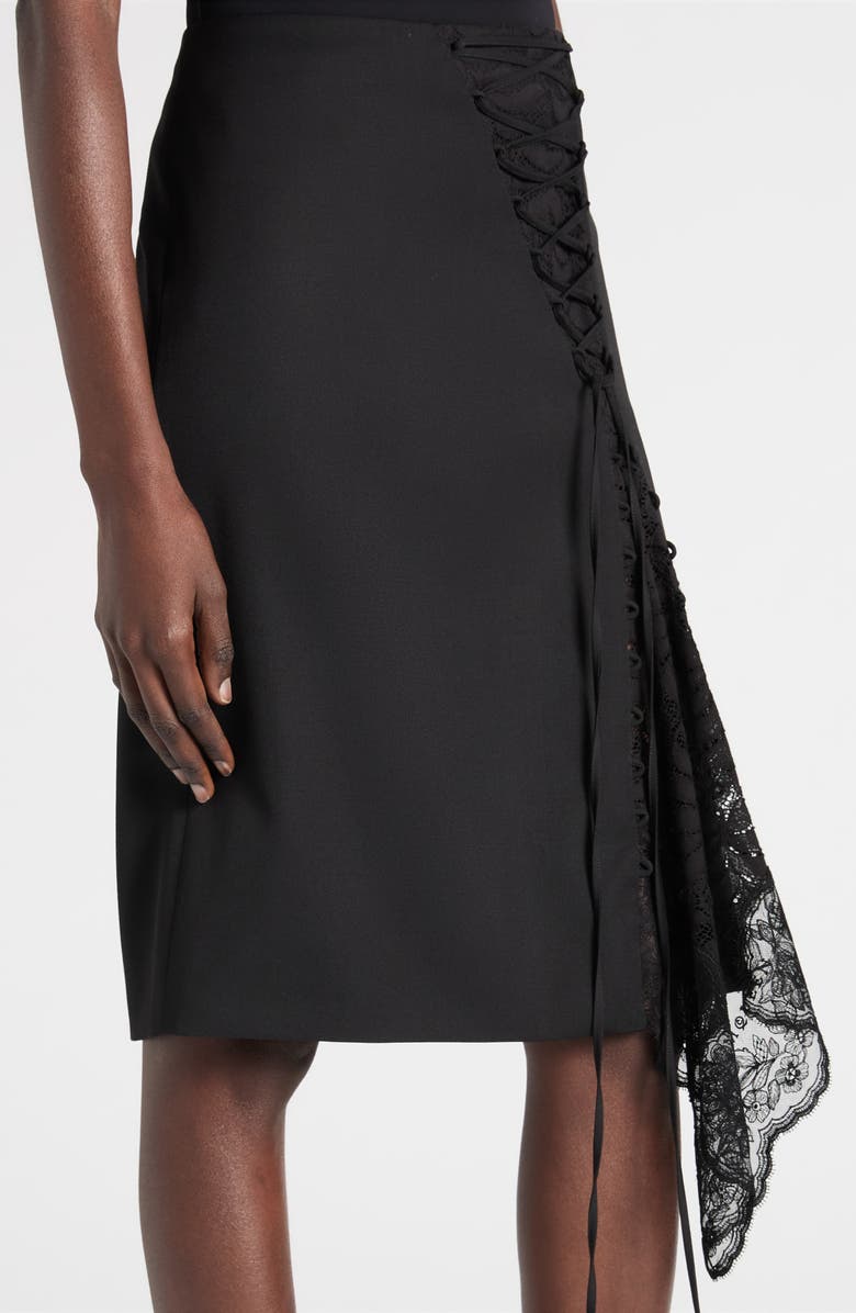 McQueen Lace Insert Wool Pencil Skirt, Alternate, color, Black
