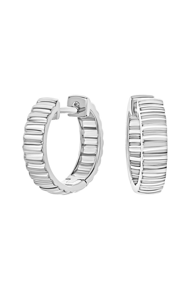 14K Gold Fluted Huggie Hoop Earrings (Nordstrom Exclusive), Main, color, 14K WHITE GOLD