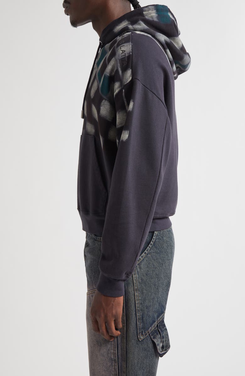 Eckhaus Latta Oversize Asymmetric Check Cotton Hoodie, Alternate, color, Porcupine