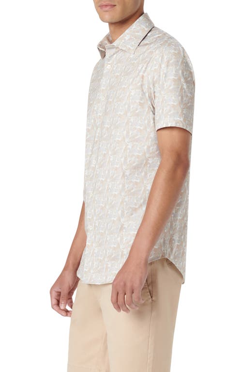 Bugatchi Miles Ooohcotton® Leaf Print Short Sleeve Button-up Shirt