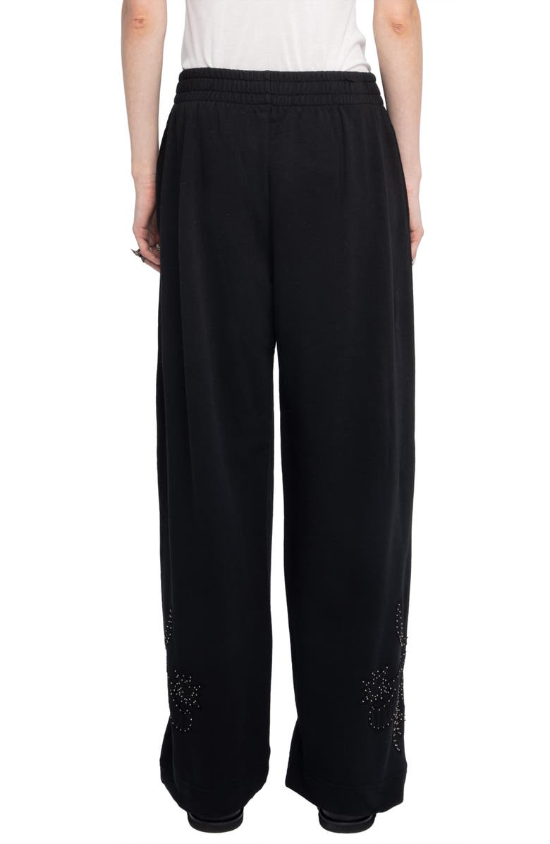 Zadig & Voltaire Clem Mo Patch Stud Cotton Wide Leg Sweatpants, Alternate, color, 