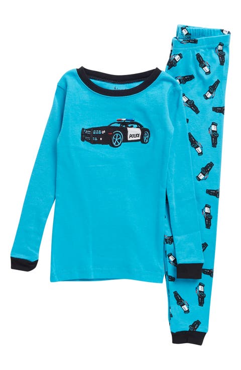 Kids Cotton Two-Piece Printed Pajamas, Vehicles & Machines