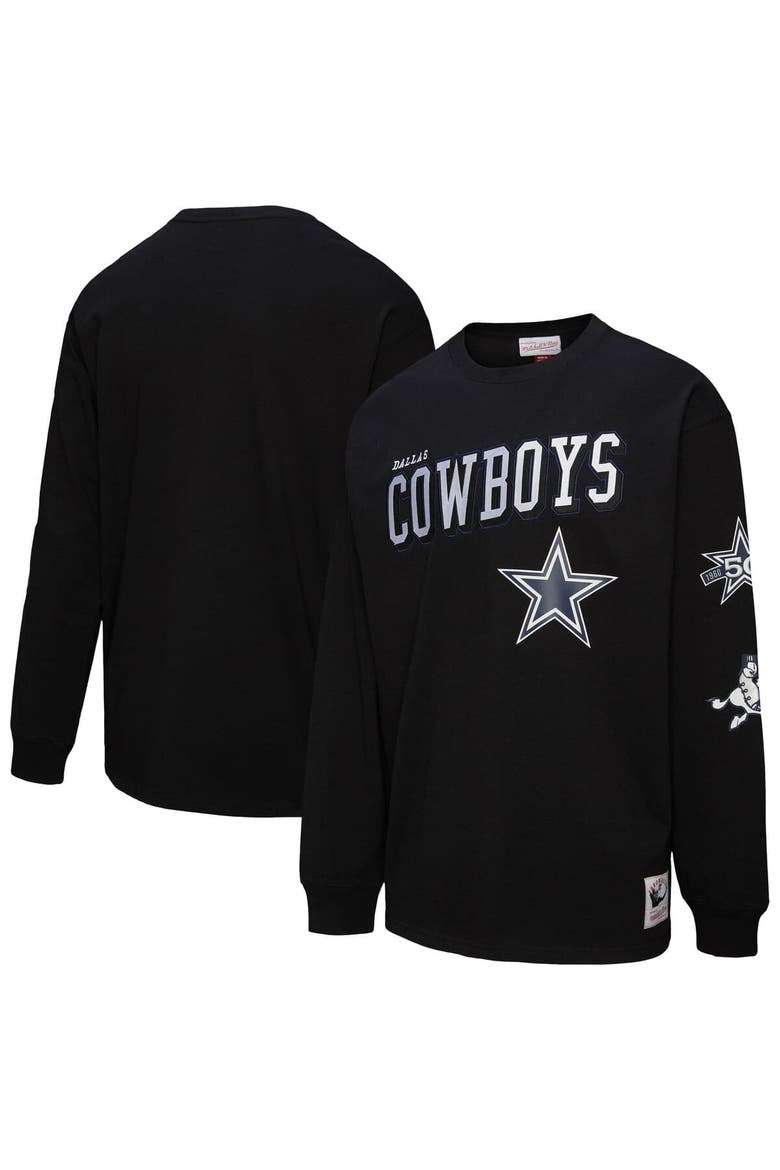 Men's Mitchell & Ness  Black Dallas Cowboys Training Camp Vintage Logos Long Sleeve T-Shirt, Main, color, Black