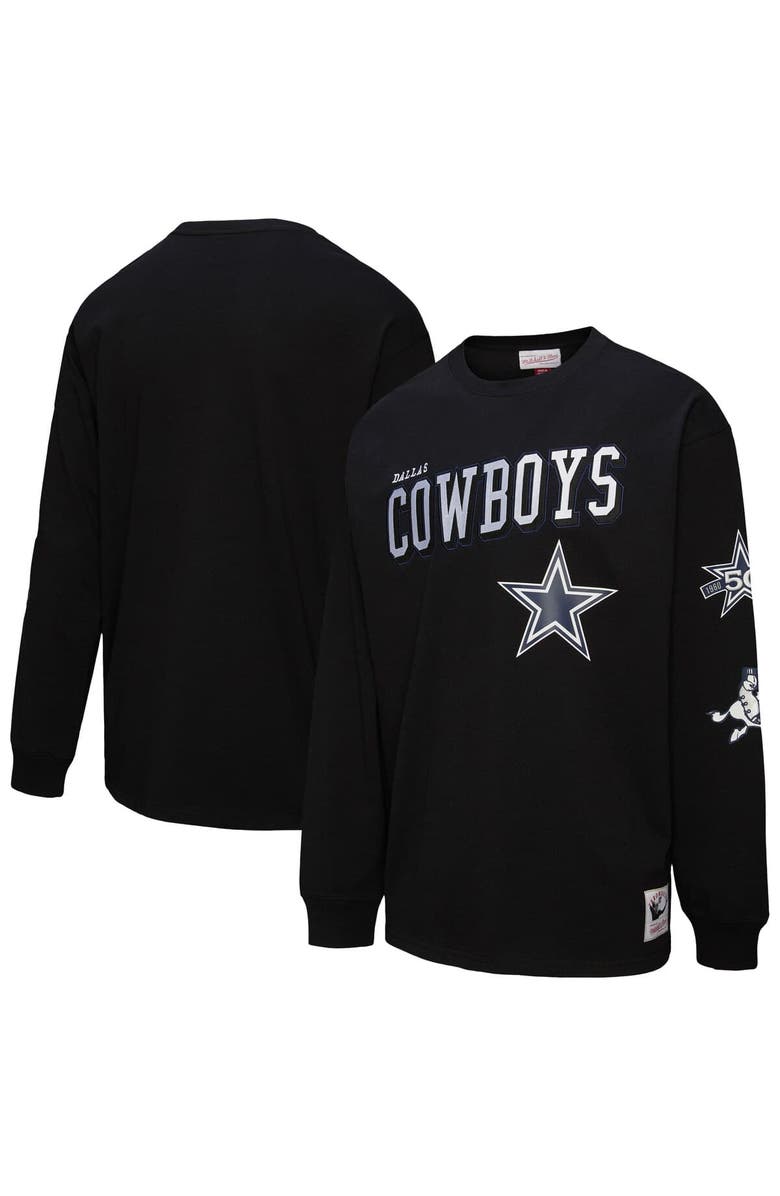 Mitchell & Ness Men's Mitchell & Ness  Black Dallas Cowboys Training Camp Vintage Logos Long Sleeve T-Shirt, Main, color, 