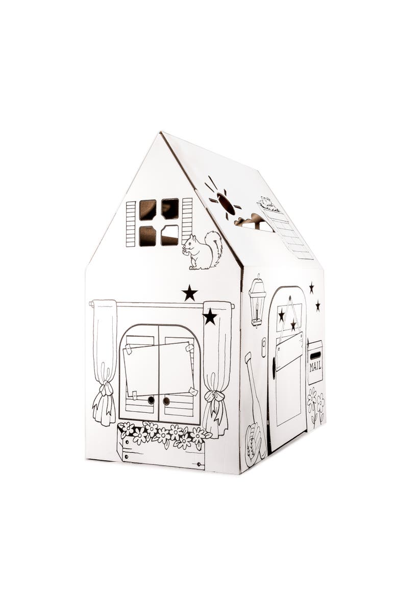 Easy Playhouse Kid's Art & Craft Blank Cardboard Clubhouse, Alternate, color, Multicolored