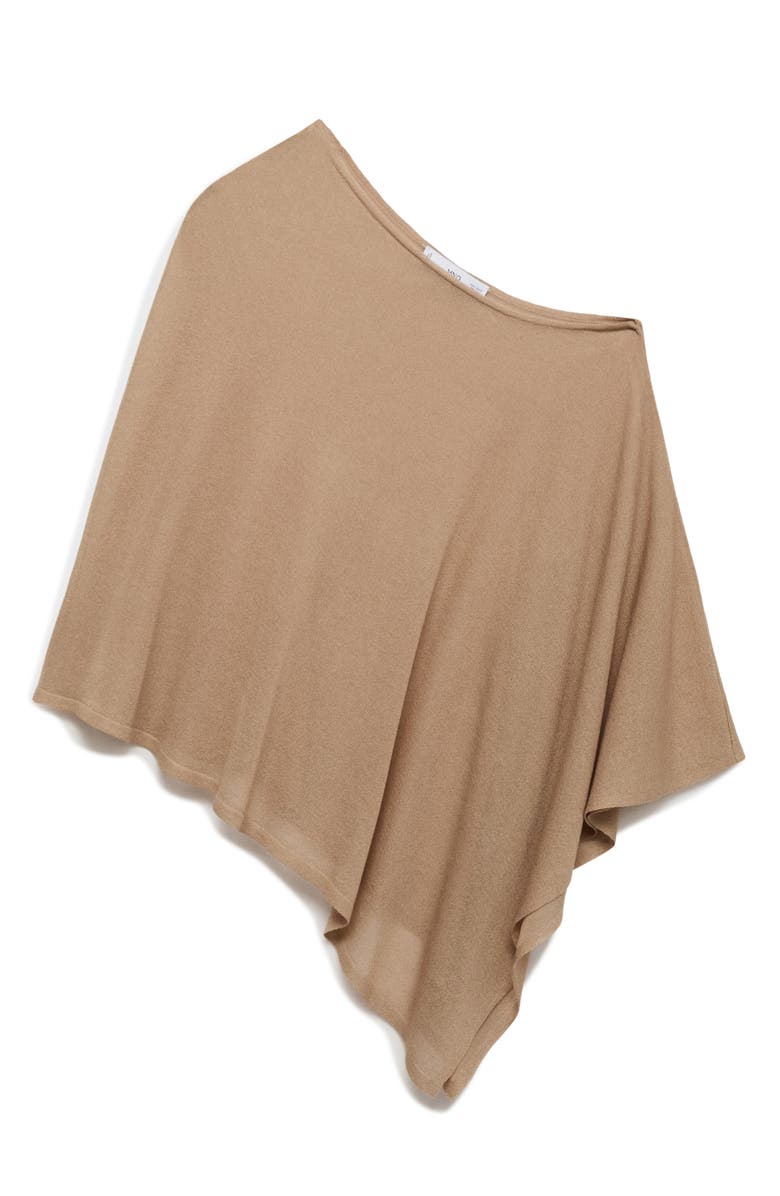 MANGO Asymmetric Knit Cape, Alternate, color, Medium Brown