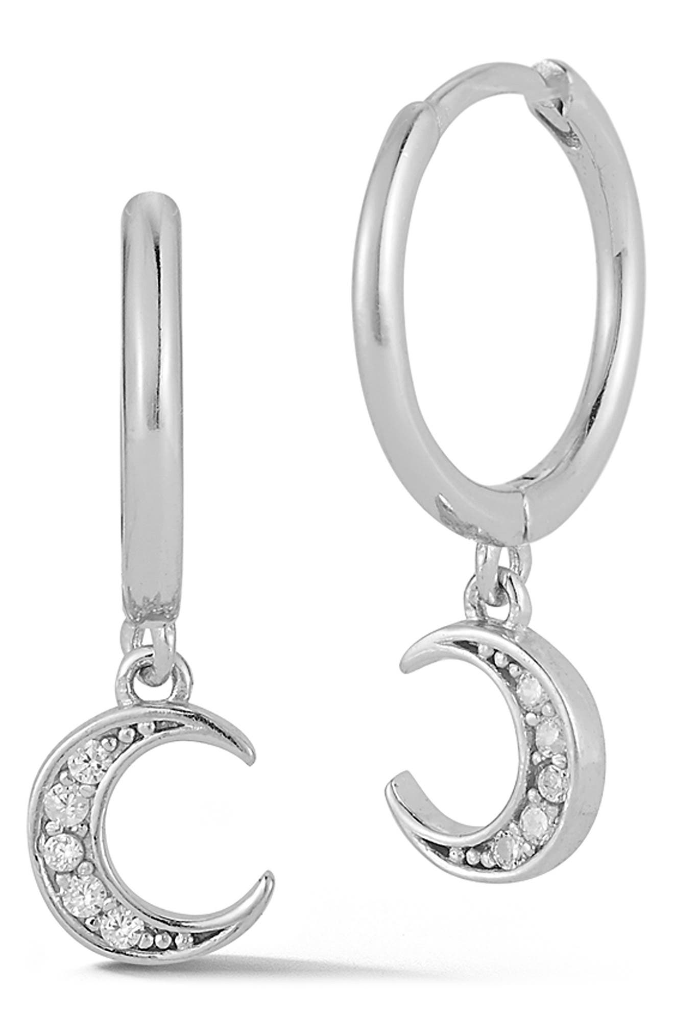Moon Huggie Drop Earrings