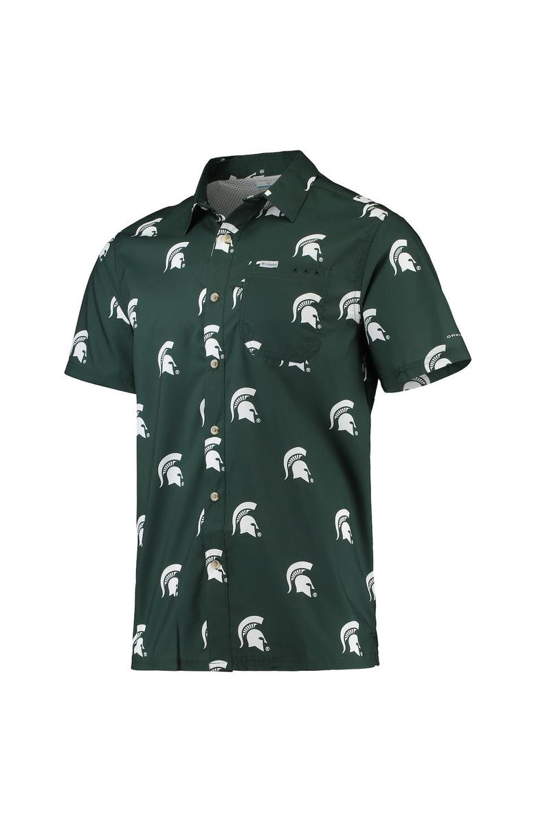 Columbia Men's Columbia Green Michigan State Spartans Super Slack Tide Omni-Shade Button-Up Shirt, Alternate, color,
