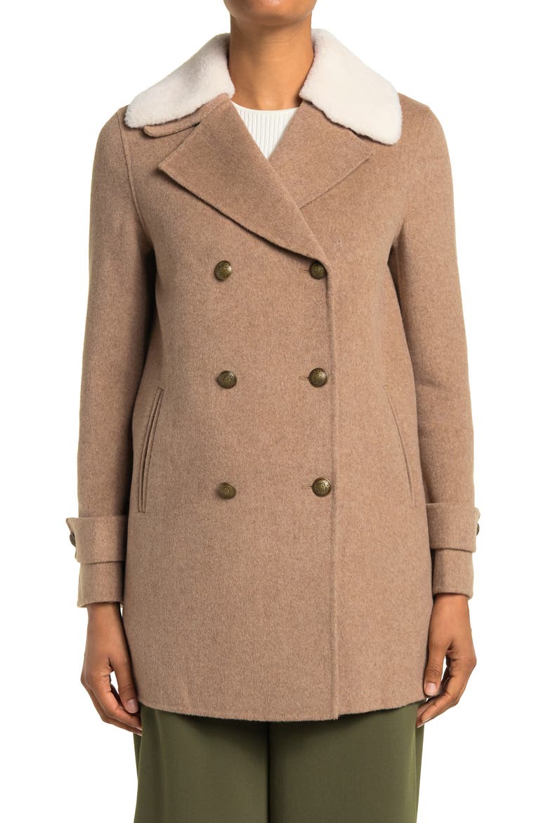 BELLE AND BLOOM Liberty Faux Shearling Collar Wool Blend Coat, Alternate, color, OAT