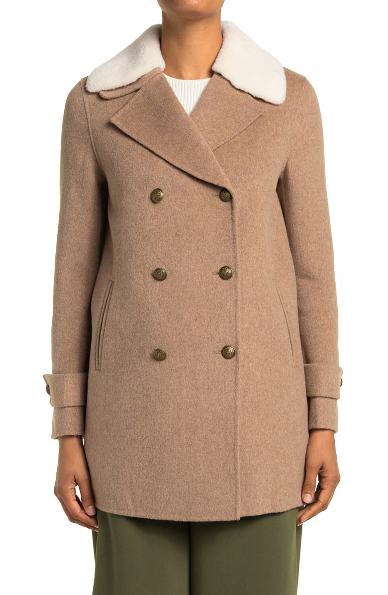 Belle & Bloom BELLE AND BLOOM Liberty Faux Shearling Collar Wool Blend Coat, Alternate, color, Oat