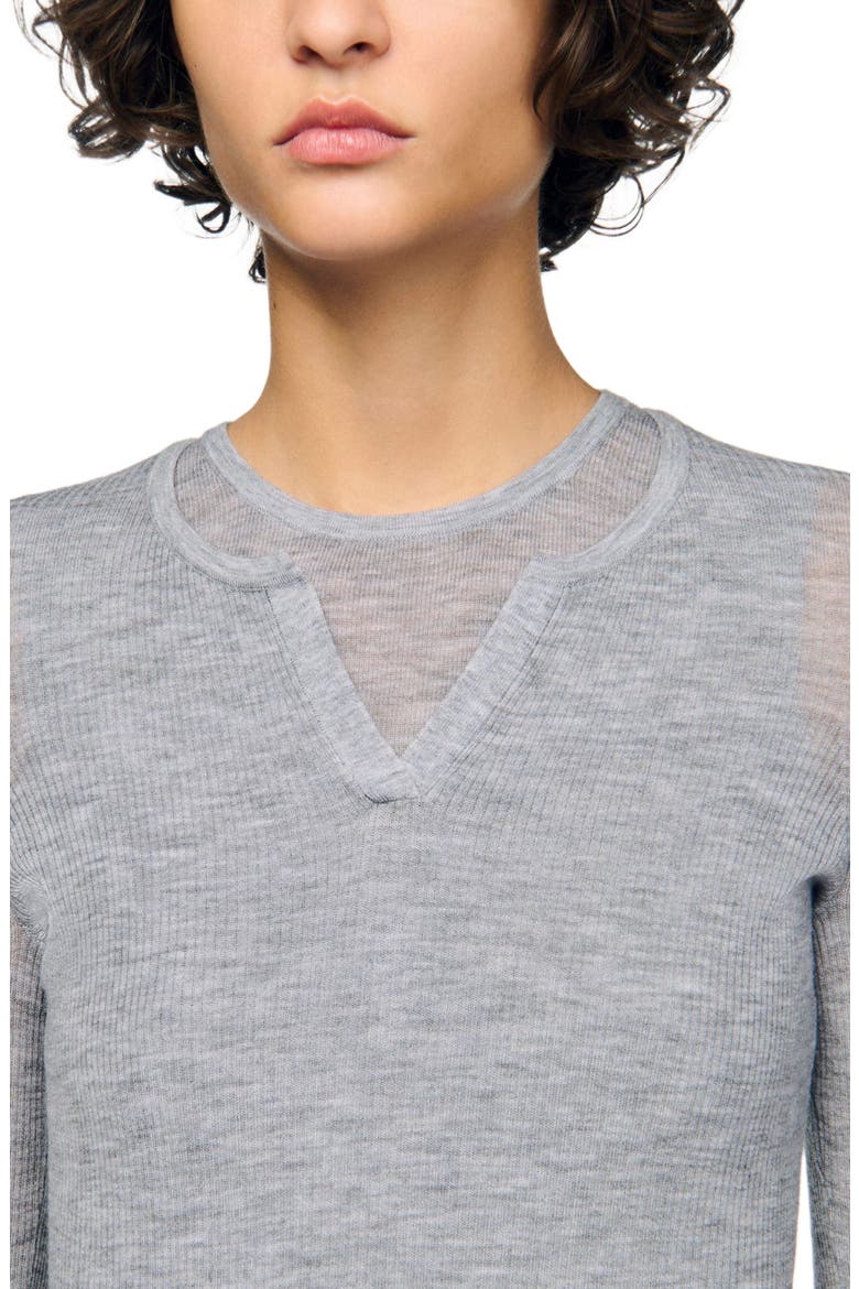 Wool layered effect sweater, Alternate, color, Grey