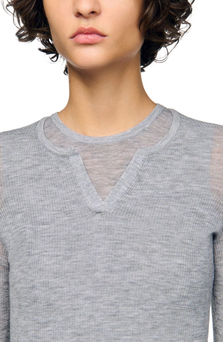 SANDRO Wool layered effect sweater, Alternate, color, Grey