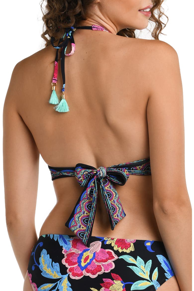 Midnight Banded Bikini Top, Alternate, color, BLACK