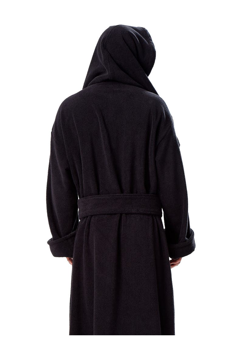 Men's Monk Style Full Length Long Terry Cotton Bathrobe, Alternate, color, Black