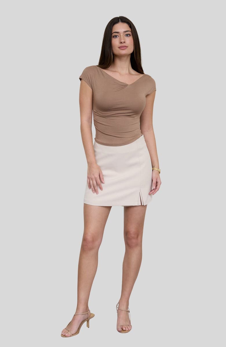 Blu Pepper Asymmetrical Neckline Knit Top, Alternate, color, Taupe