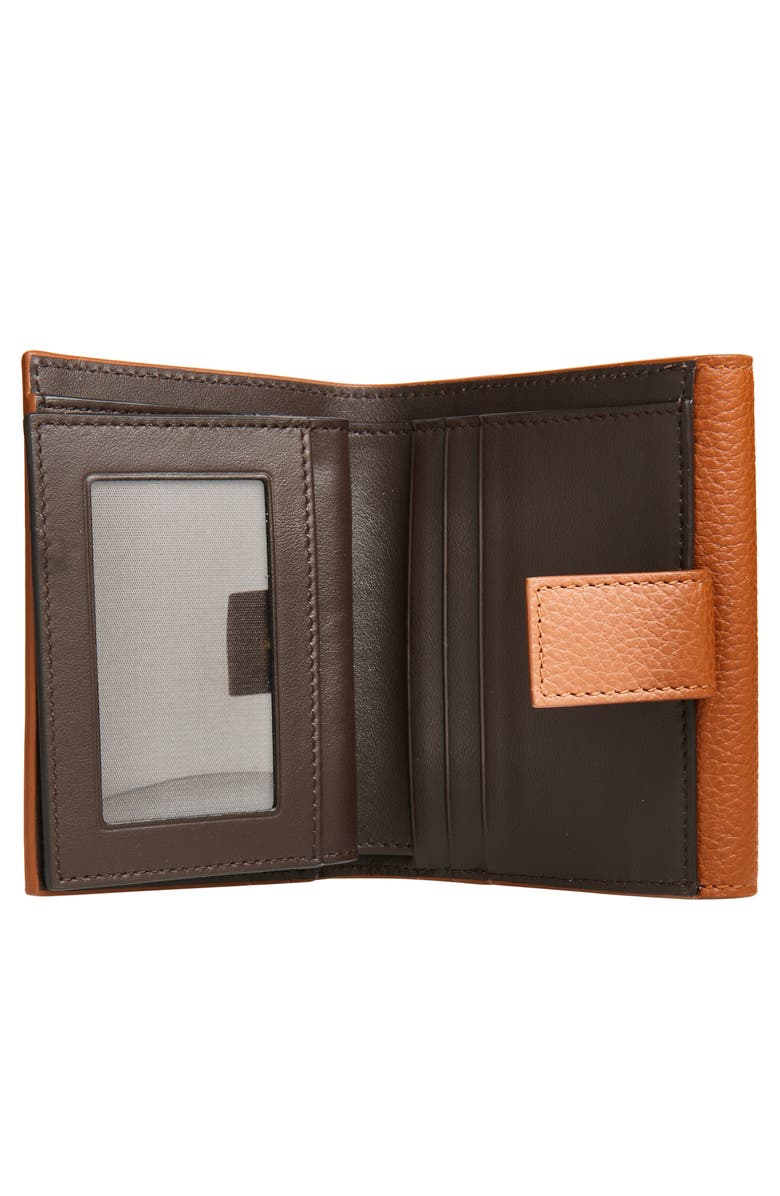 FERRAGAMO Double Gancio Leather Compact Wallet, Alternate, color, New Cognac/T.moro