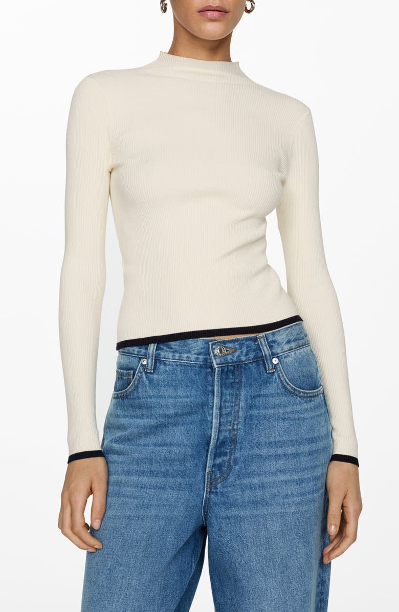 MANGO Tipped Funnel Neck Rib Sweater, Main, color, 