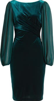 Vince Camuto Long Chiffon Sleeve Velvet Dress