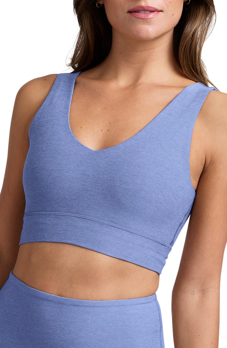 Beyond Yoga Space Dye Longline Sports Bra, Main, color, Washed Denim