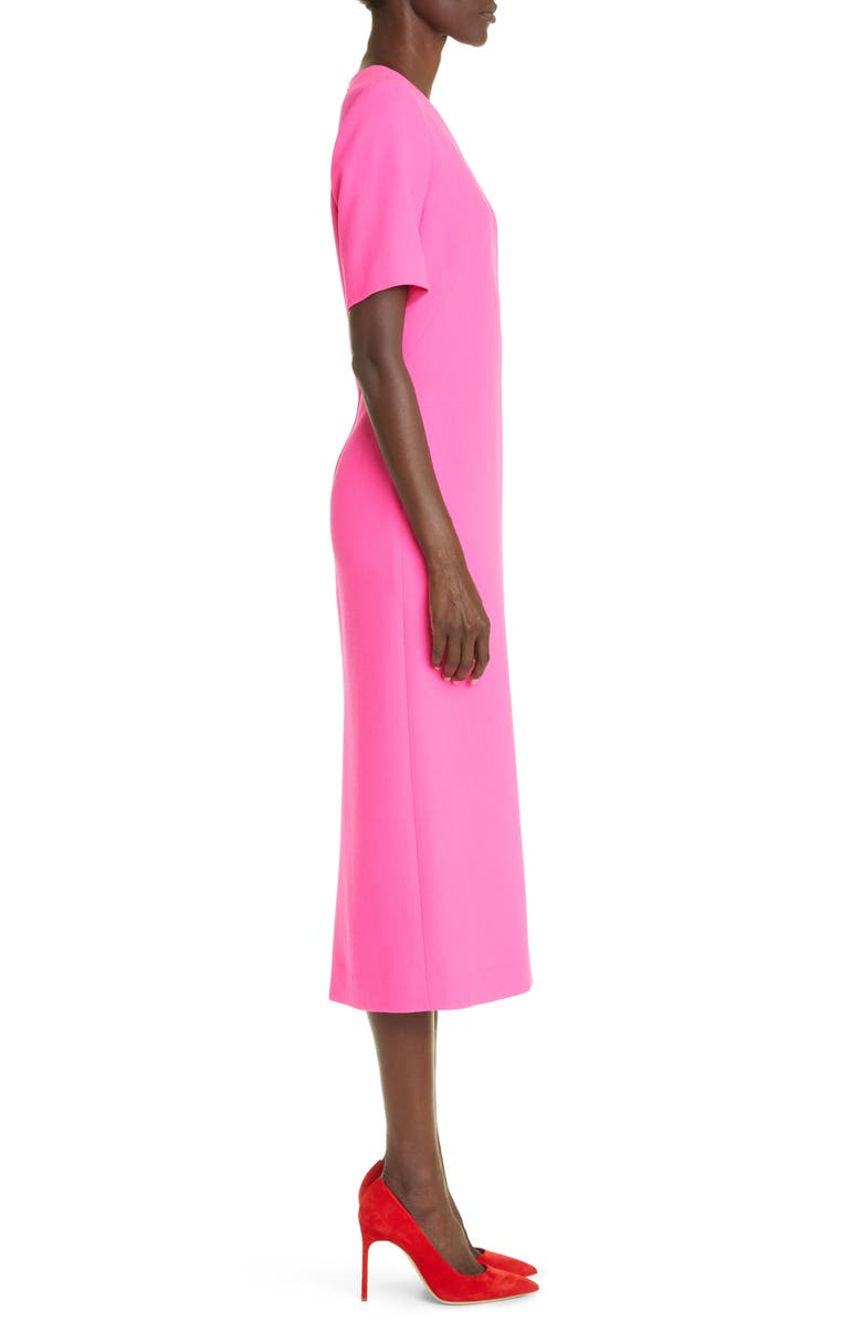 Brandon Maxwell Megan V-Neck Wool Crepe Sheath Dress, Alternate, color,