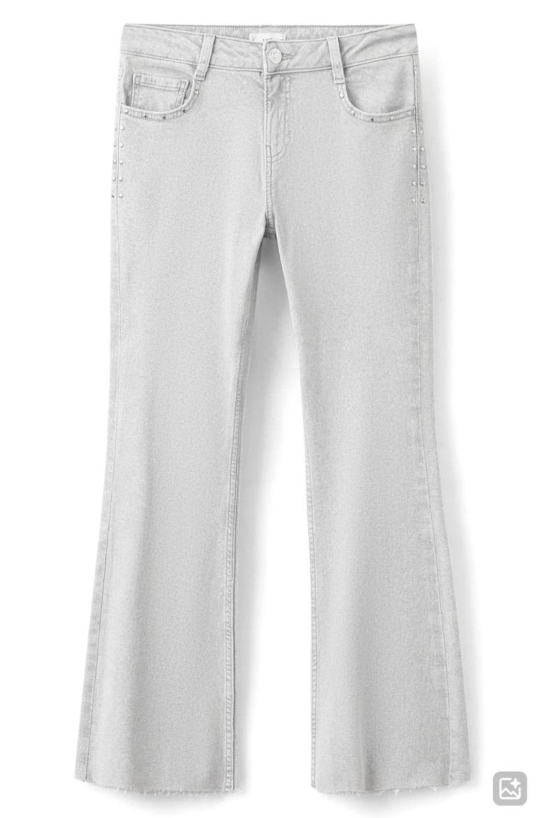 Studded Raw Hem Mid Rise Crop Flare Jeans, Alternate, color, LIGHT DENIM GREY