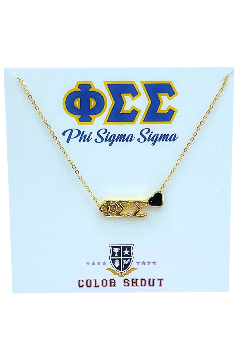 Phi Sigma Sigma Sorority Gold Heart Necklace, Main, color, Yellow Gold