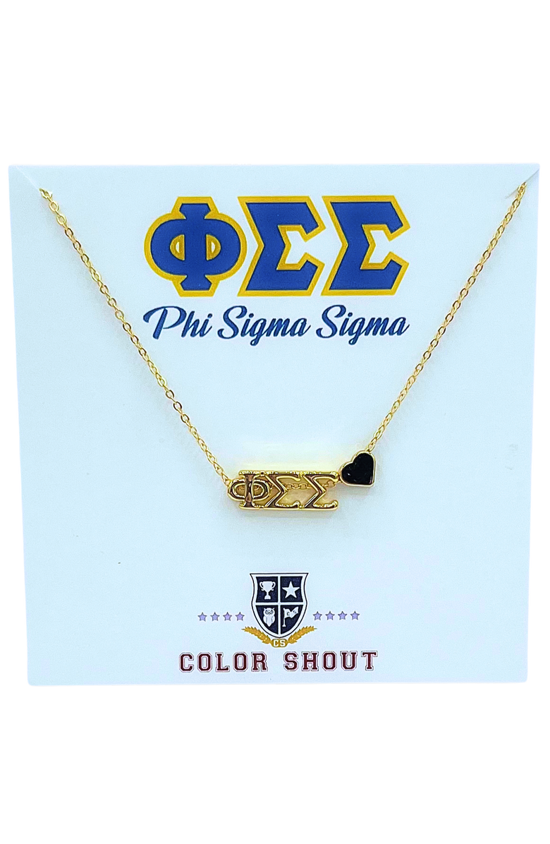 Color Shout Phi Sigma Sigma Sorority Gold Heart Necklace, Main, color, Yellow Gold