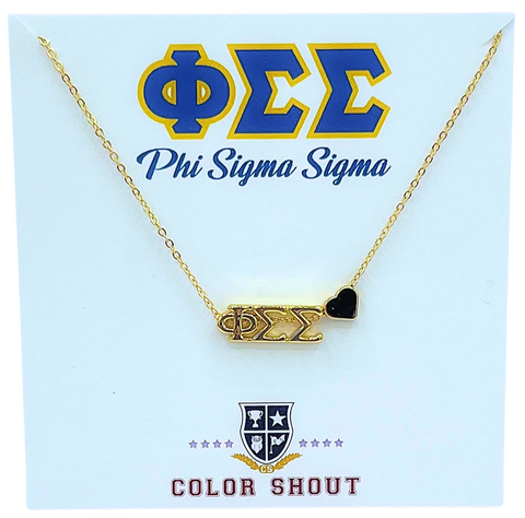 Phi Sigma Sigma Sorority Gold Heart Necklace
