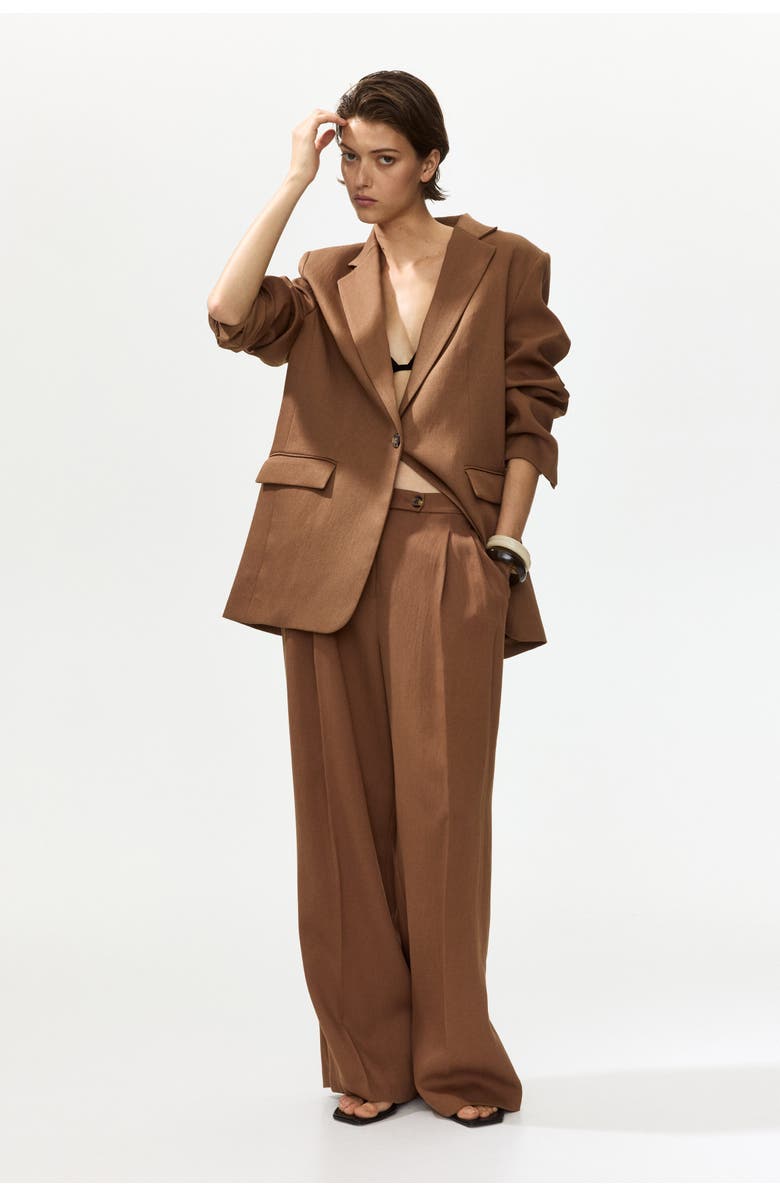 H&M Wide-leg dress pants, Main, color, Brown