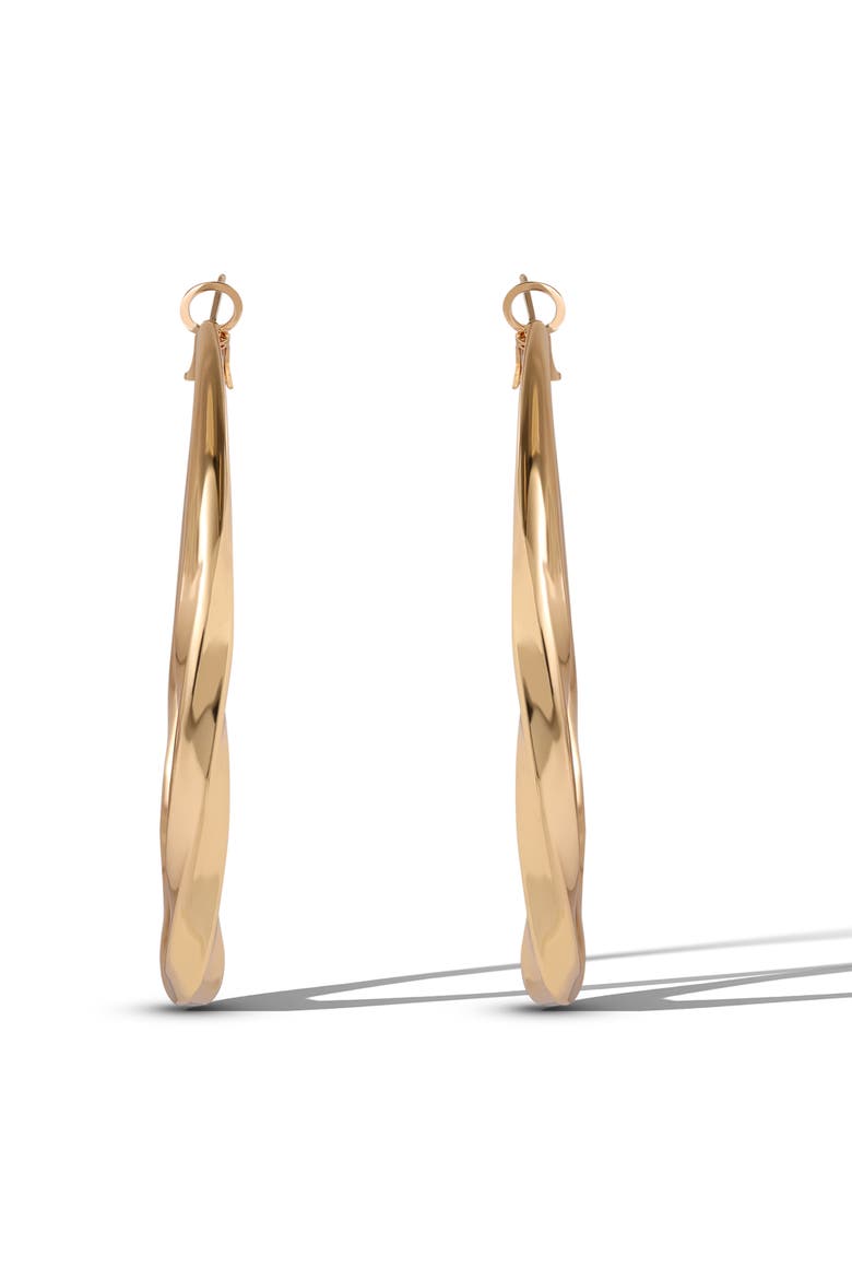 Twisted Gold Hoop Earrings, Alternate, color, Gold