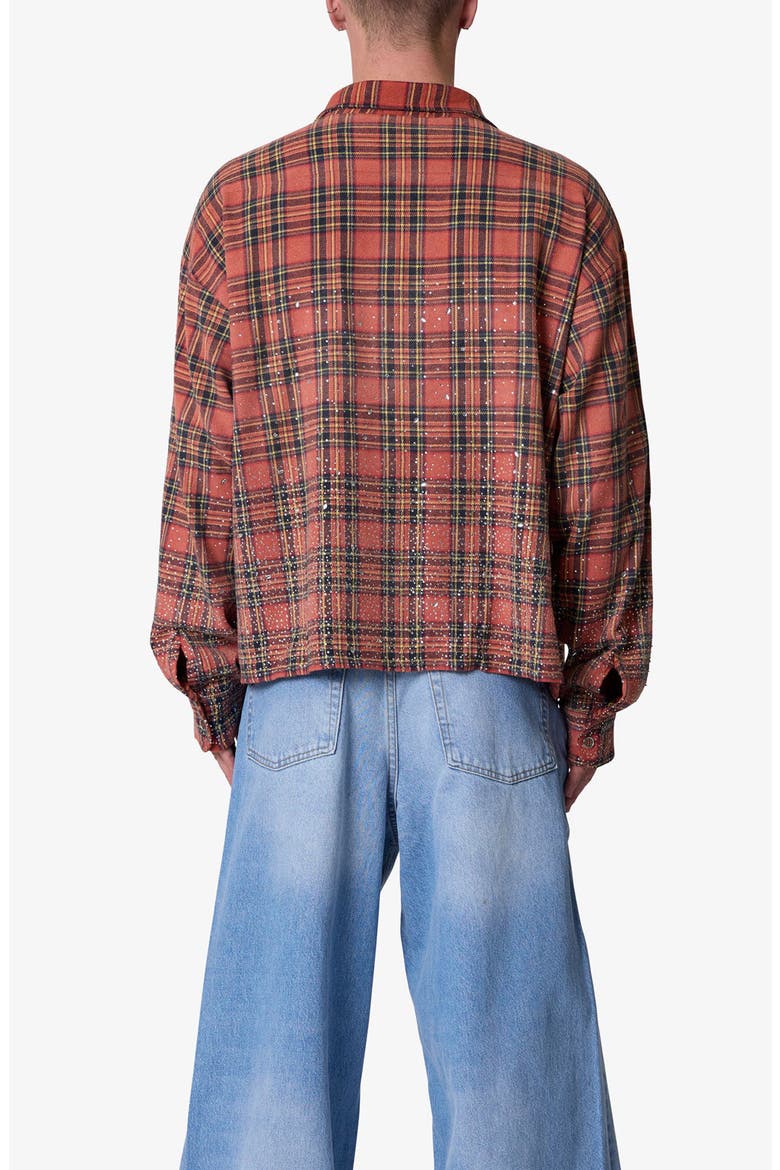 Rhinestone Flannel Button-Up Shirt, Alternate, color, RED