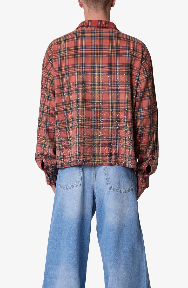 mnml Rhinestone Flannel Button-Up Shirt, Alternate, color, Red