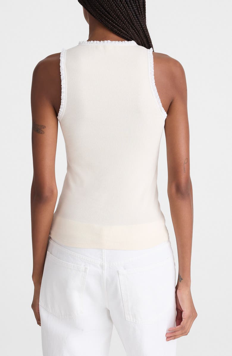 Madewell Lace Trim Rib Tank, Alternate, color, Vintage Ivory