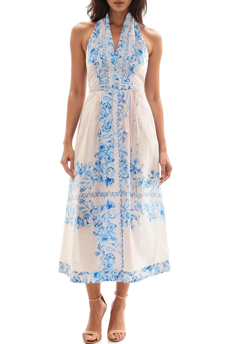 Midi Halter Dress, Main, color, BLUSH/ BLUE