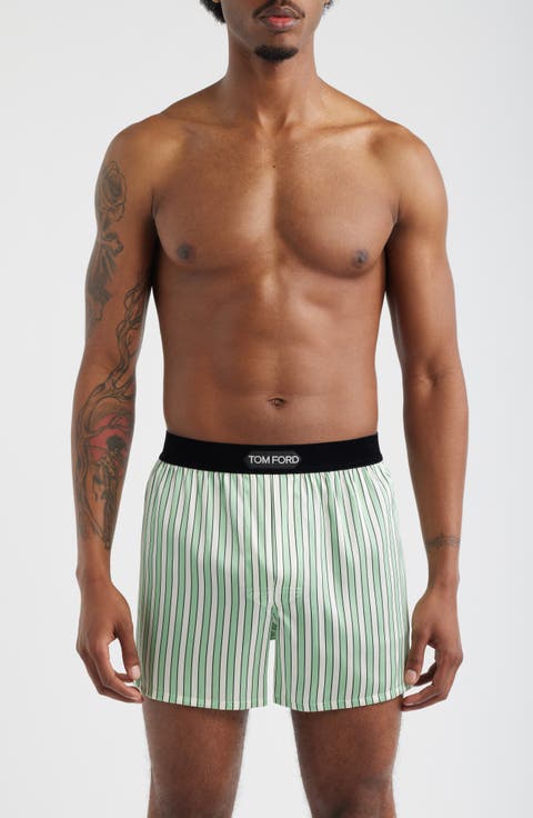 Stripe Stretch Silk Boxer Shorts